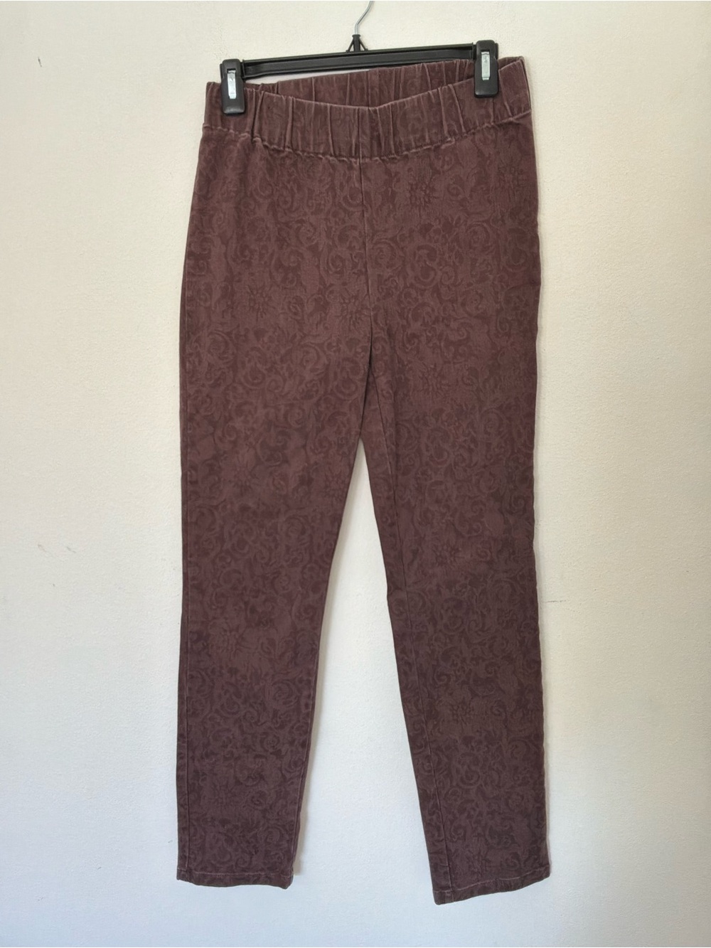 Soft Surroundings Brown Floral Jacquard Pull-On Pants Size Small